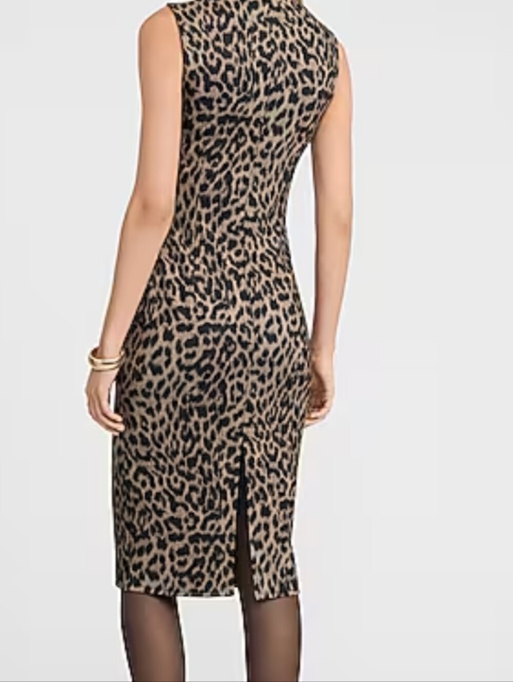 Signatures by Robbie Bee leopard dress sleeves 8P lined on top section zip back